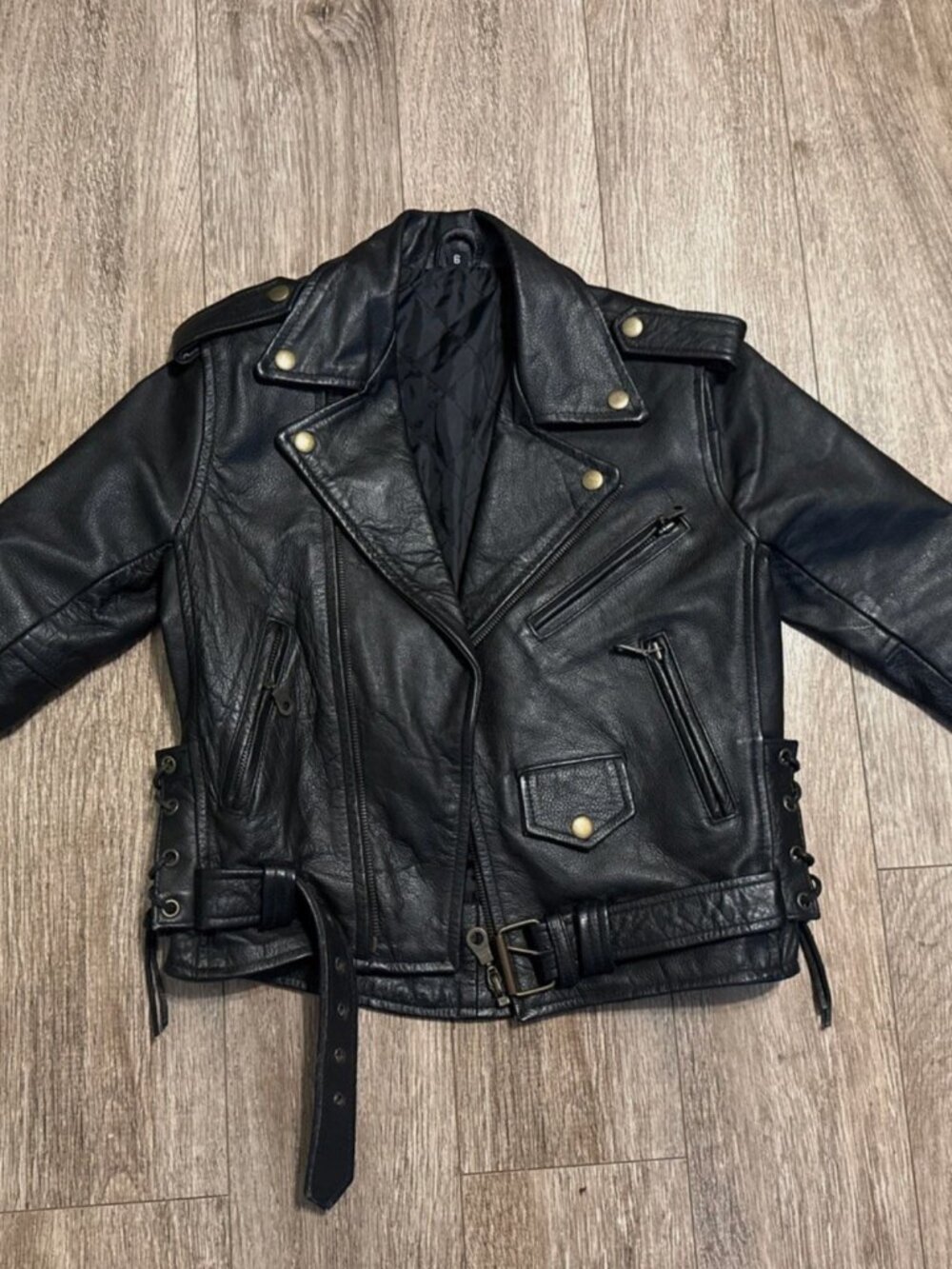 Vintage 90s Leather Moto Biker Jacket M Women’s Y2K Echtes Leder Size 6